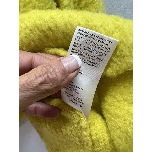 ANTHROPOLOGIE MAEVE PLUSH V-NECK COZY PULLOVER SWEATER M Neon Yellow - Picture 9 of 14